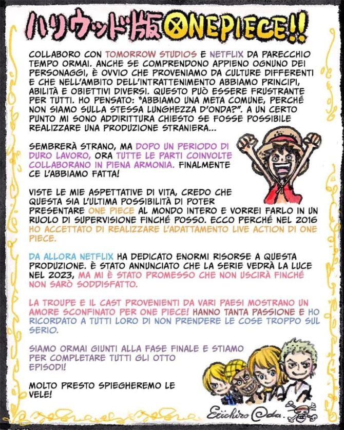 Lettera Oda One Piece Netflix