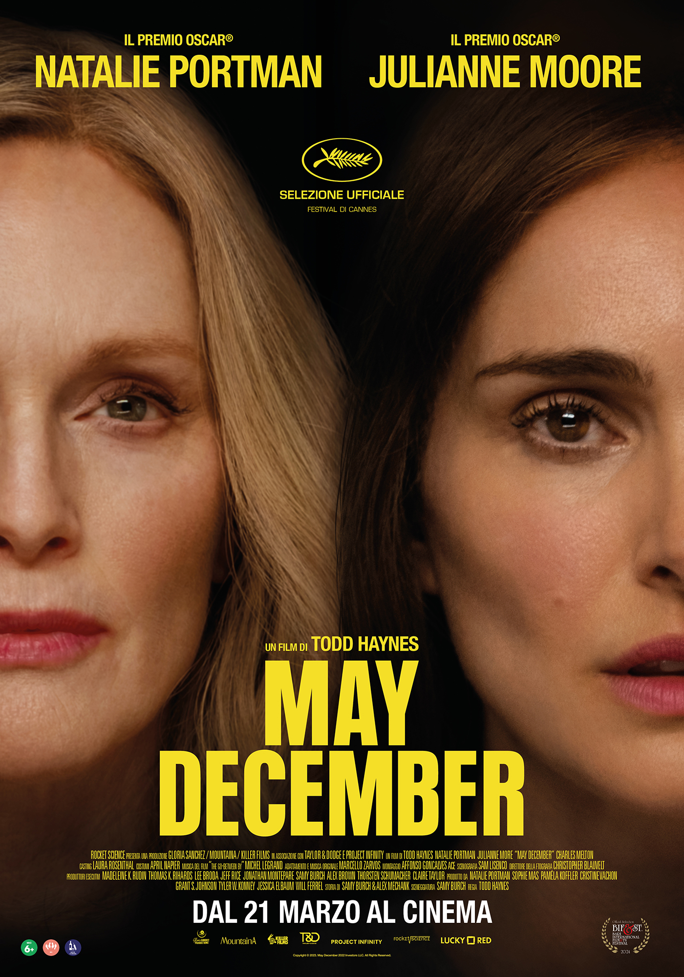 La locandina ufficiale dell'ultimo lungometraggio diretto da Todd Haynes, May December, con protagoniste Julianne Moore e Natalie Portman