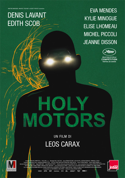 La locandina italiana di Holy Motors, film diretto da Leos Carax e presentato in anteprima al Festival di Cannes