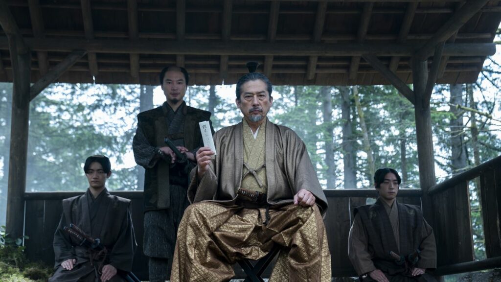 Hiroyuki Sanada in una scena del decimo ed ultimo episodio di Shōgun, serie tv tratta dall'omonimo romanzo di James Clavell.