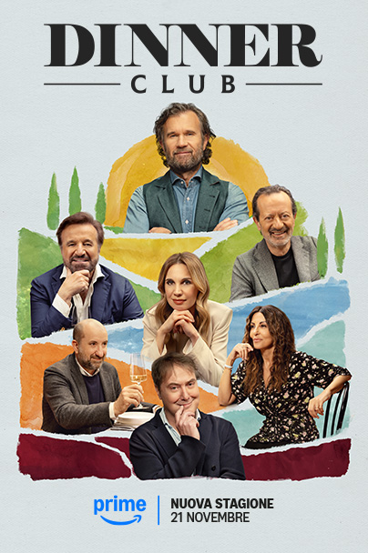 La locandina ufficiale della nuova stagione di Dinner Club, disponibile su Amazon Prime Video