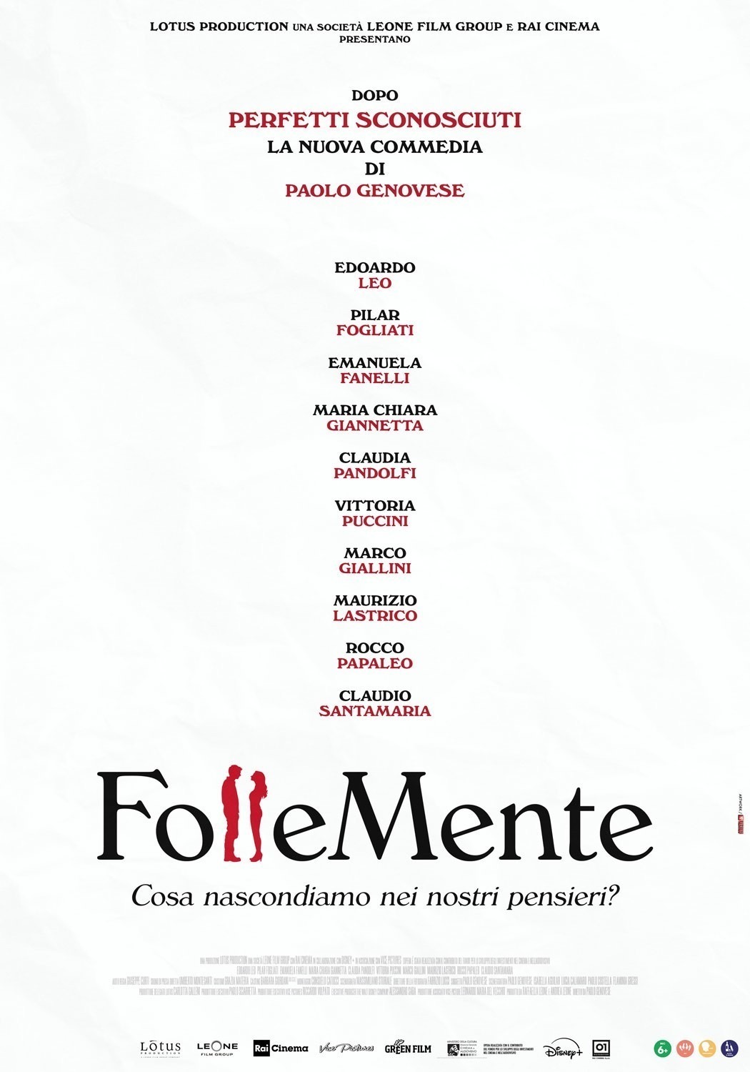 La locandina ufficiale del nuovo lungometraggio diretto da Paolo Genovese, Follemente