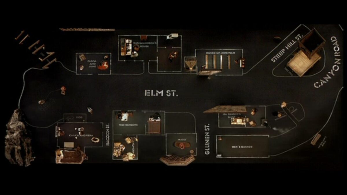Un'immagine dall'alto del set di Dogville | Le curiosità che non sai sul film di Lars Von Trier